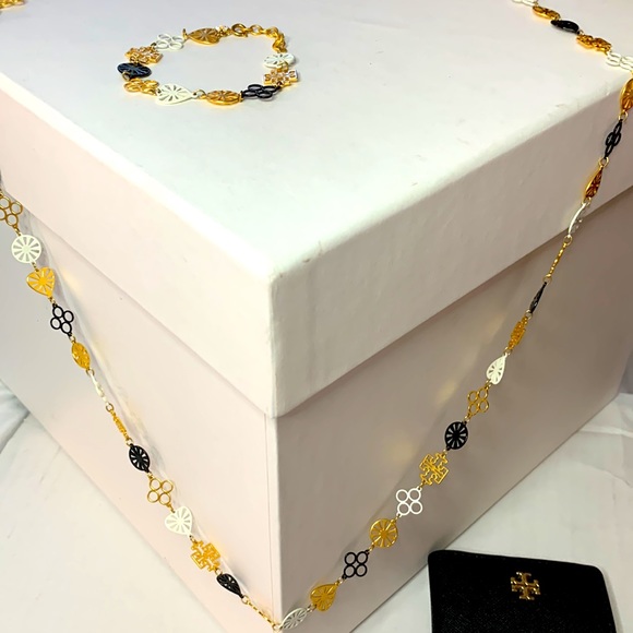 NWOT 2 PC Tory Burch Long/Doubled Necklace & Bracelet Set - Picture 6 of 8